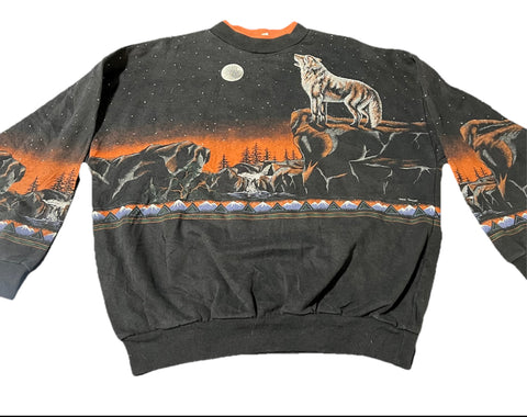 Artisans Moon Wolf Sweatshirt Pullover L
